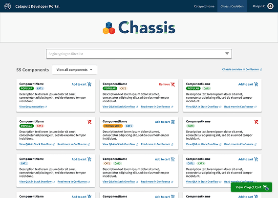Screenshot of the Chassis CodeGen homepage