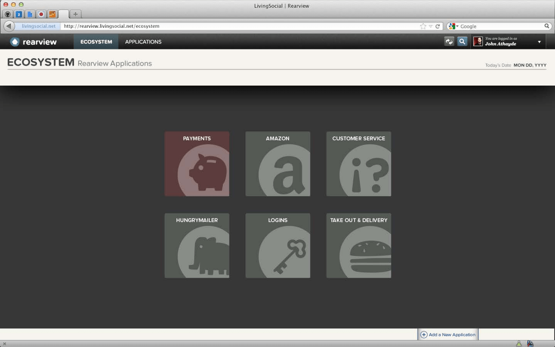 Screenshot of the Rearview ecosystem view showing every monitored application