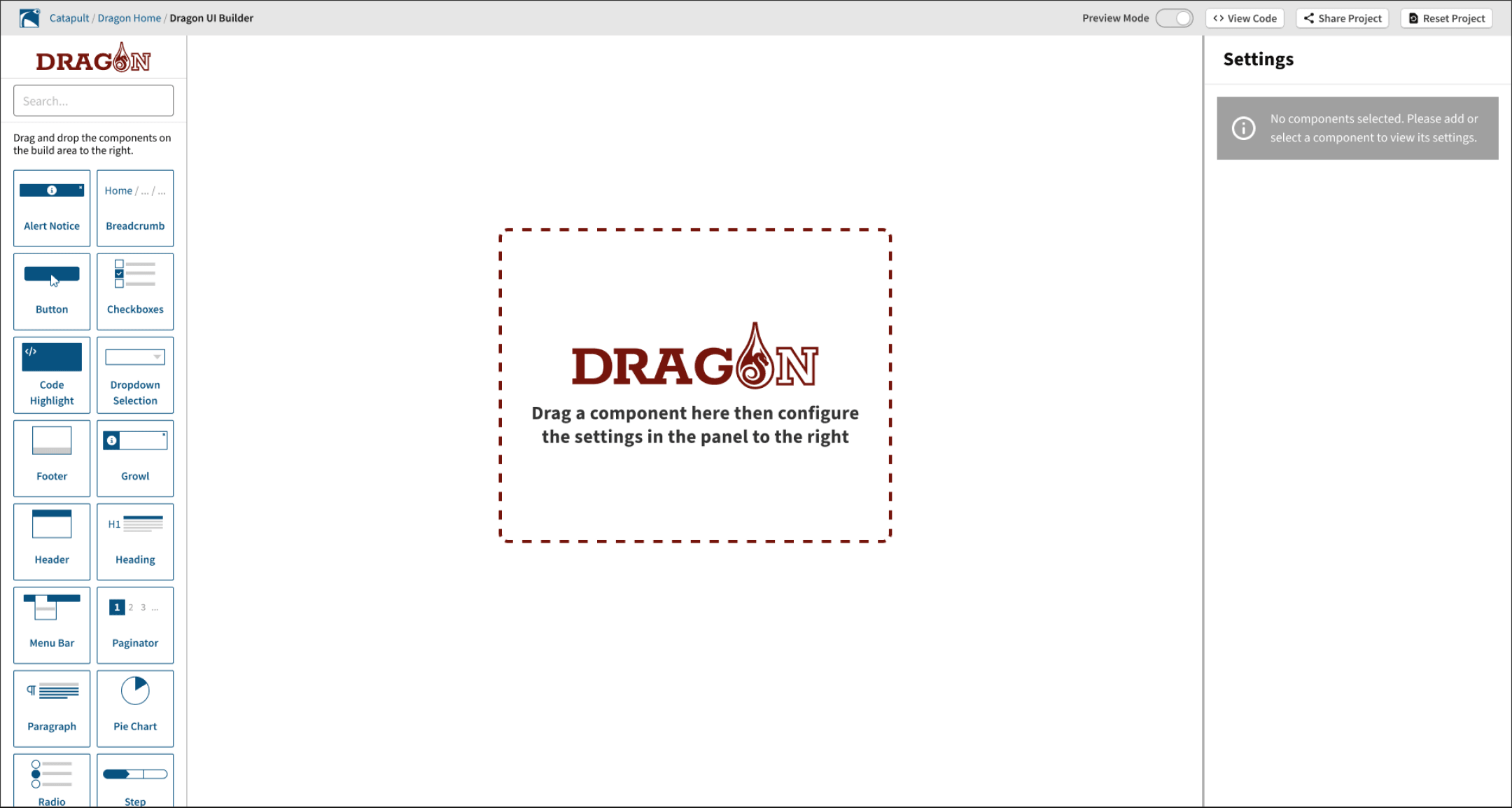 Screenshot of the DragOn UI Builder build area